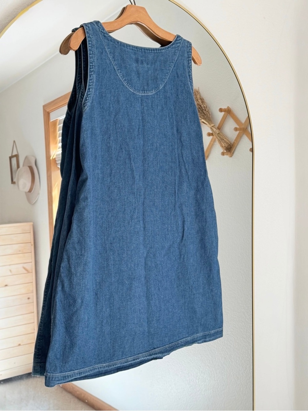 Vintage 90s Eddie Bauer Denim Jumper | Shift Dress (M) - Picture 3 of 5